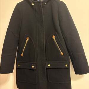J.Crew Chateau Parka in Italian Stadium-Cloth Wool Black Size 4